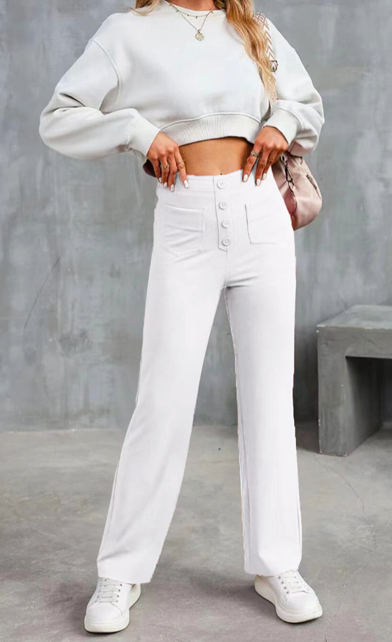 Nica - High Waist Pants with Brooch