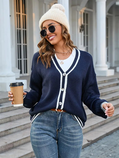 Women's Buttoned V-Neck Cardigan