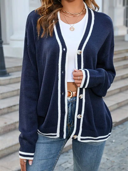Women's Buttoned V-Neck Cardigan